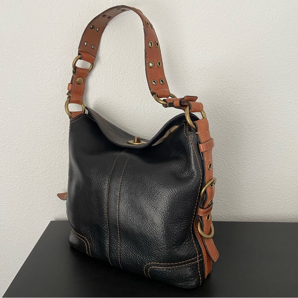 Coach Black and Brown Leather Hobo Bag